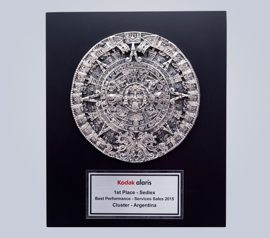 Placa de Kodak Kodak First Place Best Performance Services Sales 2015 Cluster Argentina